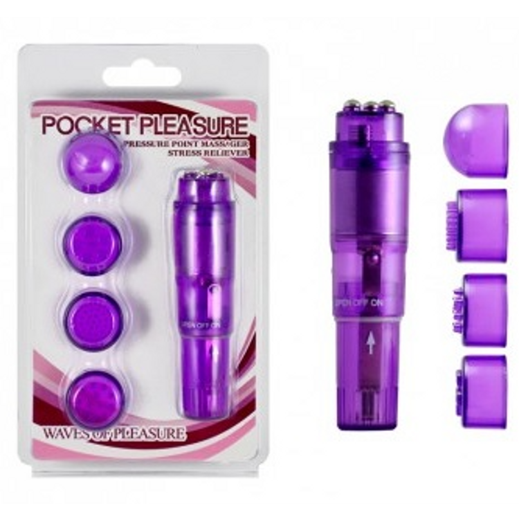 Pocket Pleasure ויברטור כיס קטן עם 4 ראשים מתחלפים - צבעים שונים Aphrodisia