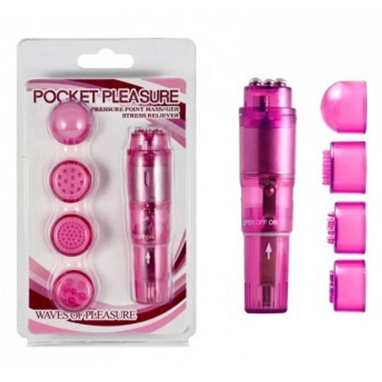 Pocket Pleasure ויברטור כיס קטן עם 4 ראשים מתחלפים - צבעים שונים Aphrodisia