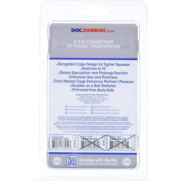 Cock Cage קוקרינג שרוול שקוף Doc Johnson​​