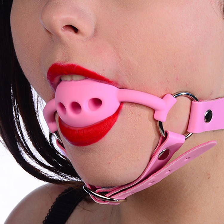 גאג פה וסנטר ורוד עם כדור סיליקון