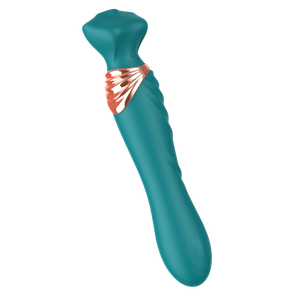 ויברטור דו שימושי רוטט וטופח 'שרביט ונוס' ירוק