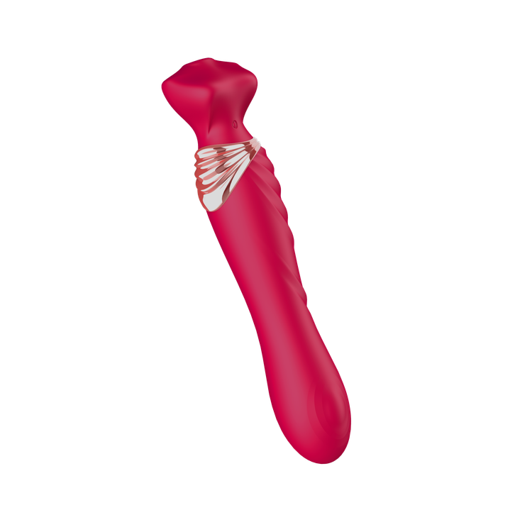 ויברטור דו שימושי רוטט וטופח 'שרביט ונוס' אדום