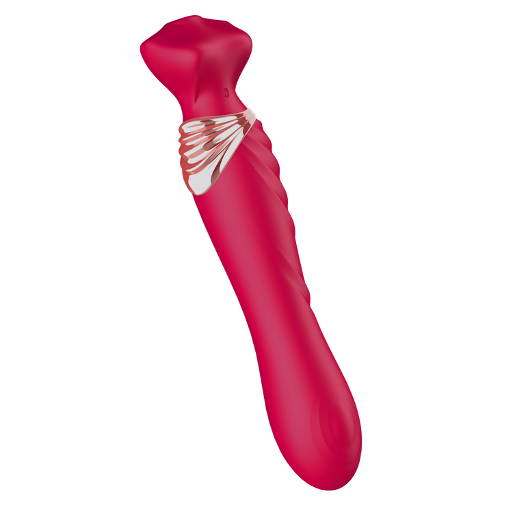 ויברטור דו שימושי רוטט וטופח 'שרביט ונוס' אדום