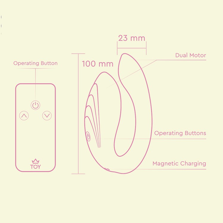 ויברטור זוגי ארגונומי עם שלט 'טאנגו דואו'