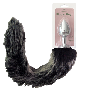 אג מתכת עם זנב שועל אפור שחור