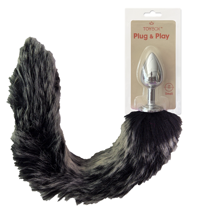 אג מתכת עם זנב שועל אפור שחור