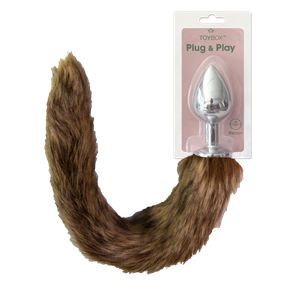 פלאג מתכת עם זנב שועל חום