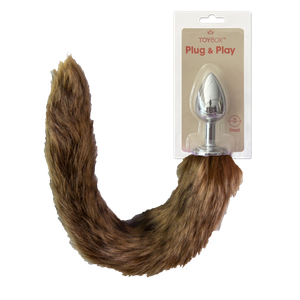 פלאג מתכת עם זנב שועל חום