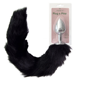 פלאג מתכת עם זנב שועל שחור