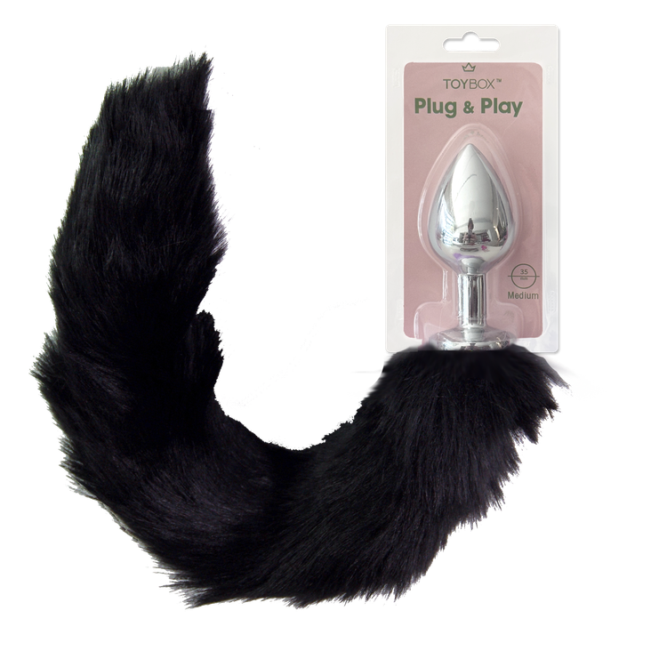 פלאג מתכת עם זנב שועל שחור